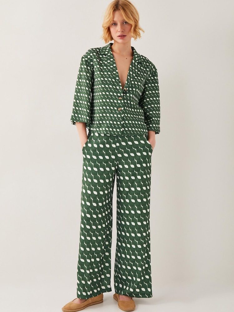Monsoon Maren Geometric Print Wide Leg Trousers - Imagen 5 de 5