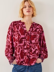 Monsoon Pink Aimee Floral Print Jersey Blouse - Image 2 of 4