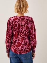 Monsoon Pink Aimee Floral Print Jersey Blouse - Image 3 of 4