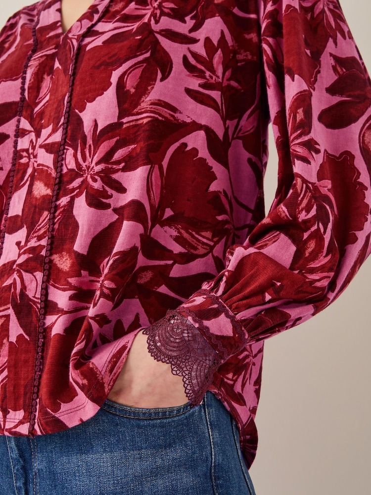 Monsoon Pink Aimee Floral Print Jersey Blouse - Image 4 of 4