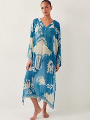 Monsoon Blue Amisha Ornate Print Kaftan - Image 1 of 5