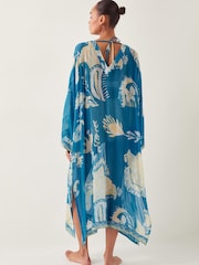 Monsoon Blue Amisha Ornate Print Kaftan - Image 2 of 5