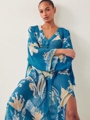 Monsoon Blue Amisha Ornate Print Kaftan - Image 3 of 5