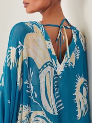Monsoon Blue Amisha Ornate Print Kaftan - Image 4 of 5