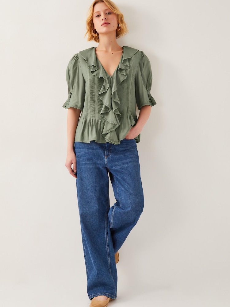 Monsoon Green Celeste Ruffle Top - Image 2 of 4