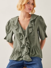 Monsoon Green Celeste Ruffle Top - Image 4 of 4