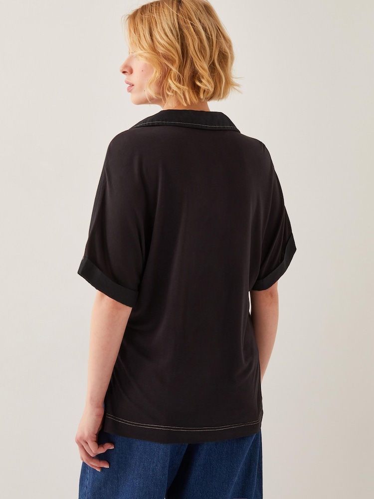 Monsoon Black Feyn Short Sleeve Utility Top - Image 3 of 4