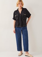 Monsoon Black Feyn Short Sleeve Utility Top - Image 4 of 4