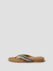 Monsoon Blue Sia Beaded Leather Flip Flop Sandals - Image 2 of 3