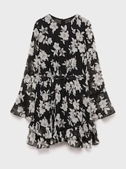 Mango Black Ruffled Floral Print Mini Dress - Image 6 of 7