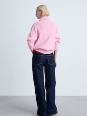 Mango Pink Contrasting Knitted Sweater With Zip - Image 2 of 6