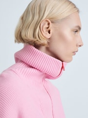 Mango Pink Contrasting Knitted Sweater With Zip - Image 4 of 6