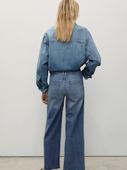 Mango Blue Chrome Catherin Culotte High Waist Jeans - Image 3 of 6