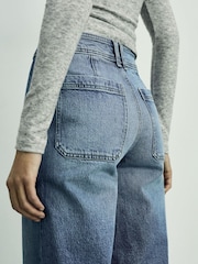 Mango Blue Chrome Catherin Culotte High Waist Jeans - Image 4 of 6