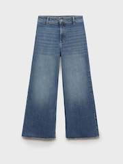Mango Blue Chrome Catherin Culotte High Waist Jeans - Image 5 of 6