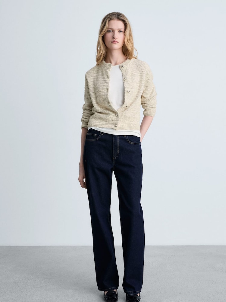 Mango Cream Chunky-Knit Cardigan With Detail Buttons - Image 2 of 6