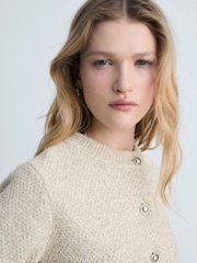 Mango Cream Chunky-Knit Cardigan With Detail Buttons - Image 4 of 6