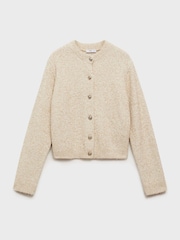 Mango Cream Chunky-Knit Cardigan With Detail Buttons - Image 5 of 6