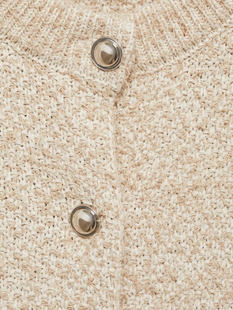 Mango Cream Chunky-Knit Cardigan With Detail Buttons - Image 6 of 6