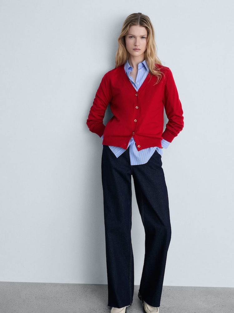 Mango Red Red Mulberry Silk Blend Cardigan - Image 2 of 6
