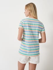 Crew Clothing Company Blue Chrome Breton Striped 100% Cotton T-Shirt - Image 2 of 5