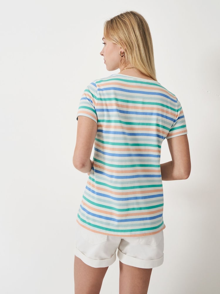Crew Clothing Company Blue Chrome Breton Striped 100% Cotton T-Shirt - Image 2 of 5