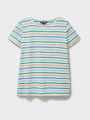 Crew Clothing Company Blue Chrome Breton Striped 100% Cotton T-Shirt - Image 5 of 5