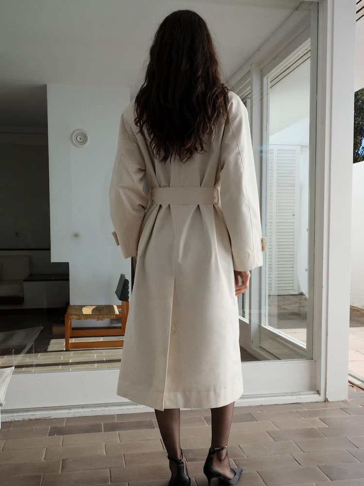 Mango Cream Long Oversized Double-Breasted Trench Coat - Image 2 of 6