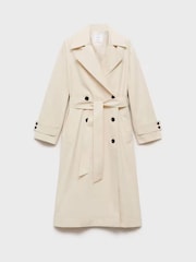 Mango Cream Long Oversized Double-Breasted Trench Coat - Image 5 of 6