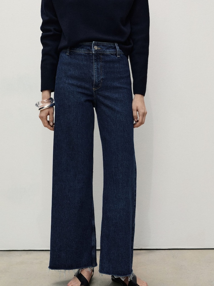 Mango Dark Blue Catherin Culotte High Waist Jeans - Image 2 of 7 Mango Dark Blue Catherin Culotte High Waist Jeans - Image 2 of 7