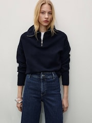 Mango Dark Blue Catherin Culotte High Waist Jeans - Image 5 of 7