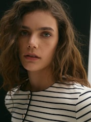 Mango Cream Stripped Knit Cardigan - Image 4 of 6