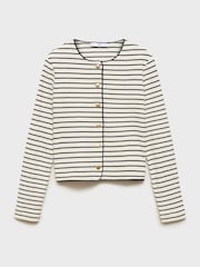 Mango Cream Stripped Knit Cardigan - Image 5 of 6