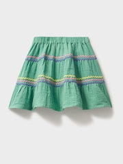 Crew Clothing Company Green 100% Cotton Tiered Ric Rac 100% Cotton Skirt - Image 2 of 3