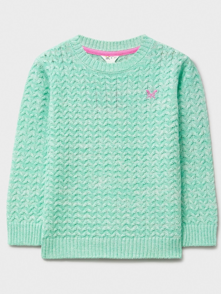 Crew Clothing Company Green Twist Yarn Cable Knit Jumper - Image 1 of 3