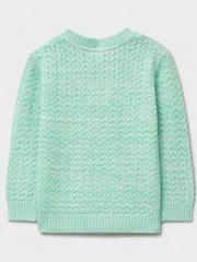 Crew Clothing Company Green Twist Yarn Cable Knit Jumper - Image 2 of 3