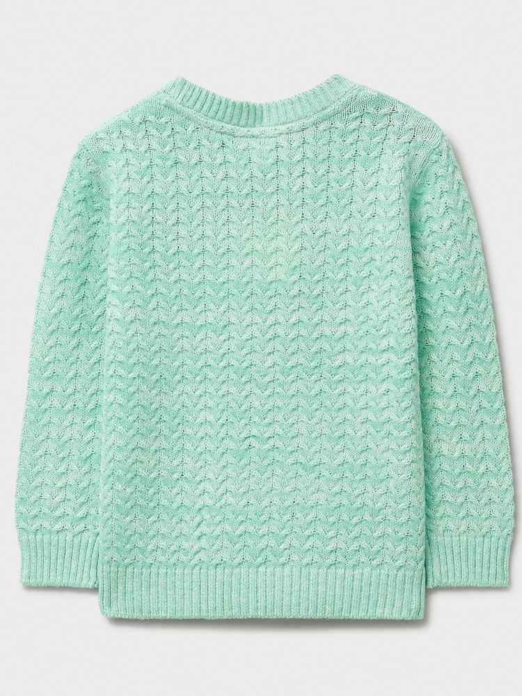 Crew Clothing Company Green Twist Yarn Cable Knit Jumper - Image 2 of 3