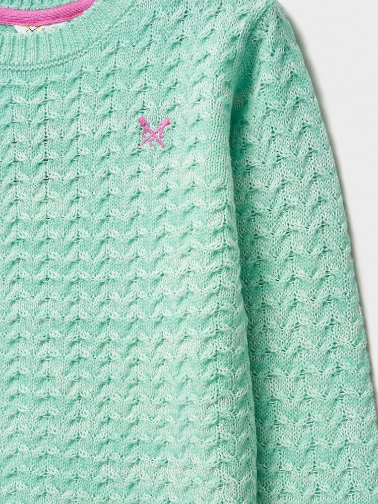 Crew Clothing Company Green Twist Yarn Cable Knit Jumper - Image 3 of 3