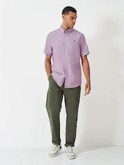 Crew Clothing Company Pink Short Sleeve 100% Cotton Oxford Shirt - Image 3 of 5