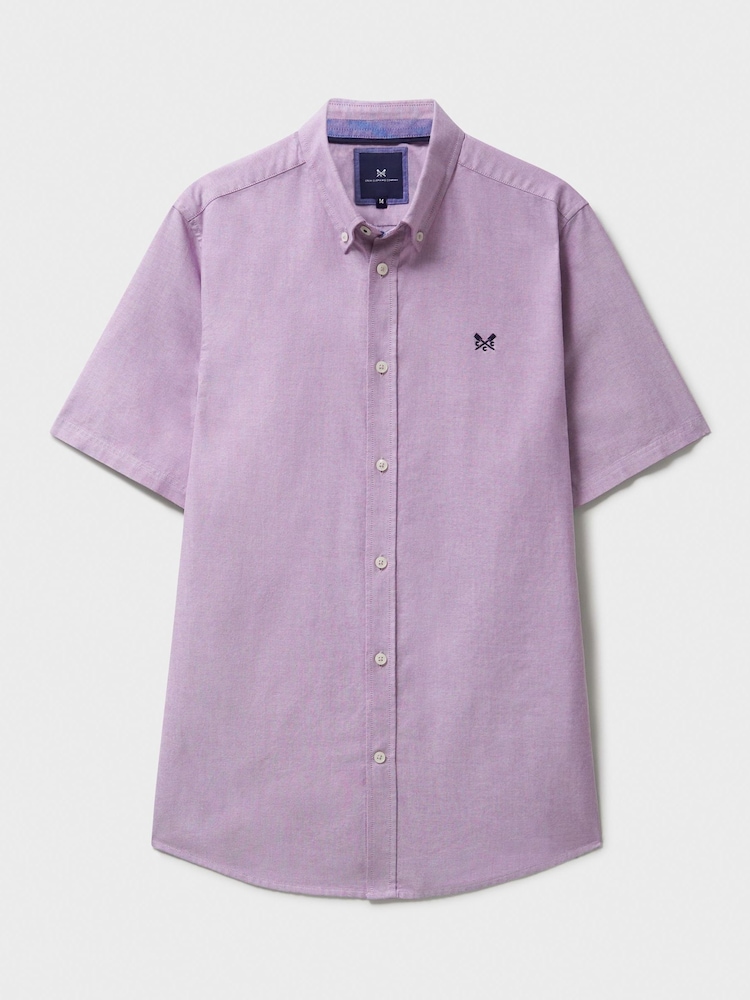 Crew Clothing Company Pink Short Sleeve 100% Cotton Oxford Shirt - Image 5 of 5