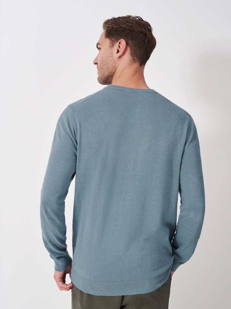 Crew Clothing Company Blue Cotton and Linen T-Shirt - Image 2 of 5