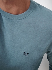Crew Clothing Company Blue Cotton and Linen T-Shirt - Image 4 of 5