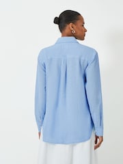 Crew Clothing Company Blue Linen Blend Shirt - Image 2 of 5