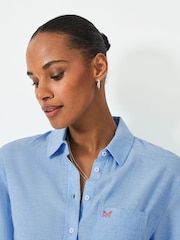 Crew Clothing Company Blue Linen Blend Shirt - Image 4 of 5