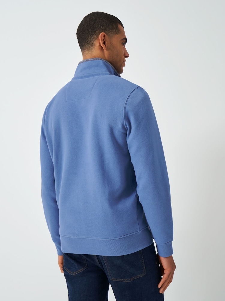 Crew Clothing Blue Classic Quarter Zip Sweatshirt - Image 2 of 5