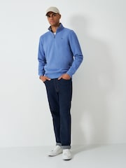 Crew Clothing Blue Classic Quarter Zip Sweatshirt - Image 3 of 5
