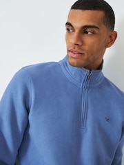Crew Clothing Blue Classic Quarter Zip Sweatshirt - Image 4 of 5