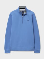 Crew Clothing Blue Classic Quarter Zip Sweatshirt - Image 5 of 5