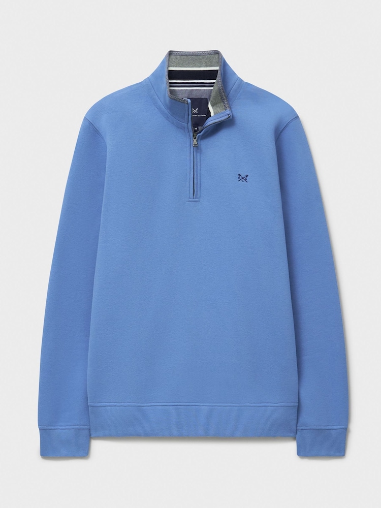 Crew Clothing Blue Classic Quarter Zip Sweatshirt - Image 5 of 5