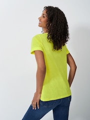 Crew Clothing Yellow Slub Crew Neck 100% Cotton T-Shirt - Image 2 of 5